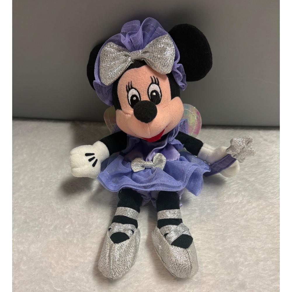 Disney Sugar Plum Minnie Mouse Plush Ballerina Fairy Purple Silver Nutcracker